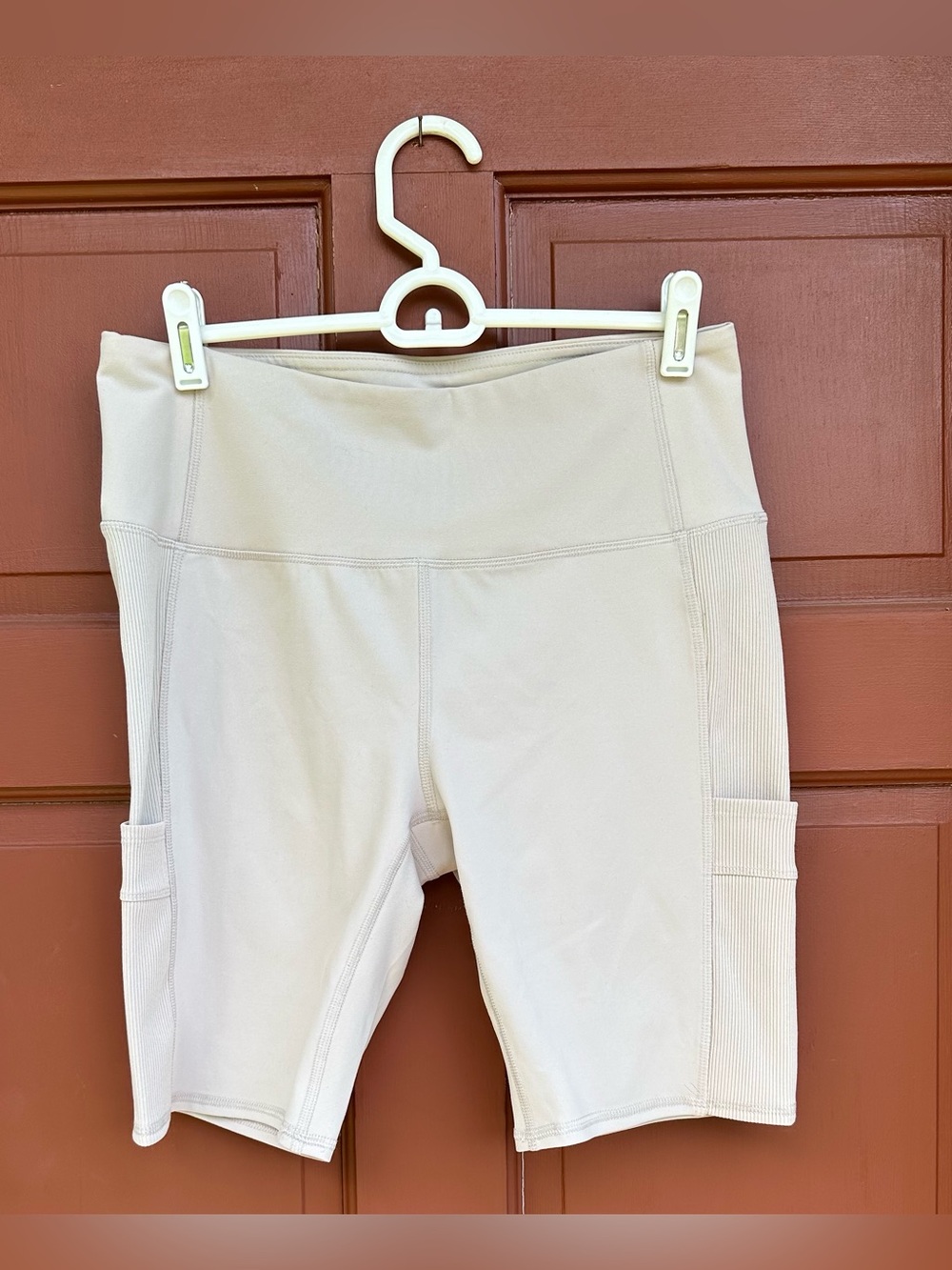 T.J.Maxx Cream High-Waist Bike Shorts with Side Pockets